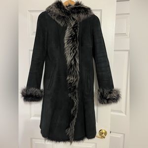 Overland Sandra Shearling Sheepskin Coat with Toscana Trim Women XS